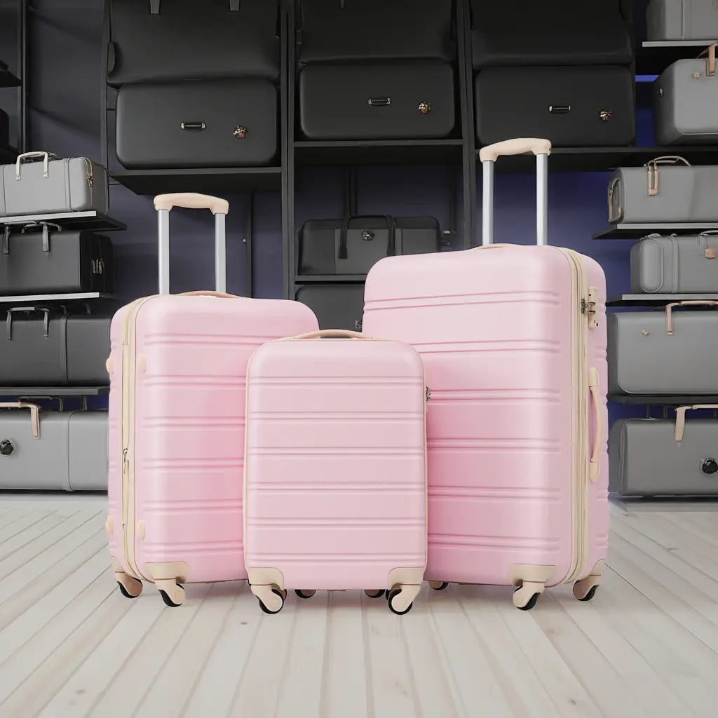 3 Piece Luggage Set Hardside Spinner Suitcase with TSA Lock 20' 24' Sangria Beech