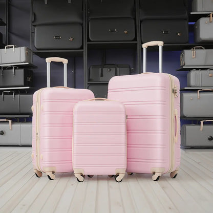 3 Piece Luggage Set Hardside Spinner Suitcase with TSA Lock 20' 24' Sangria Beech