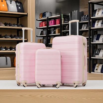 3 Piece Luggage Set Hardside Spinner Suitcase with TSA Lock 20' 24' Sangria Beech