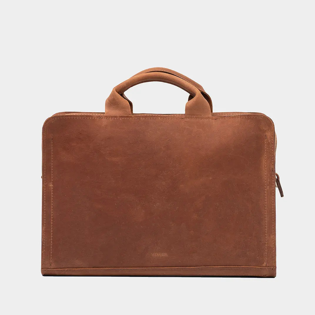 Leather Laptop Bag (Cognac Brown) Coral Grapevine